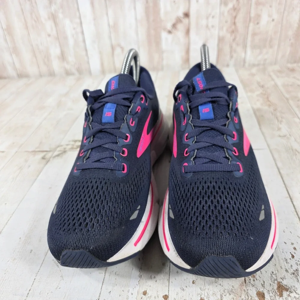 Brooks Ghost 15 Womens Running Shoes Navy Pink Purple 1203801B460 Size 7.5 B